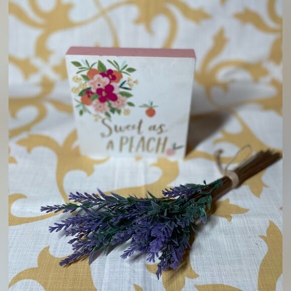 “Sweet As A Peach” NEW Cottage Style Wooden Decor Floral Accents NWT 2 Available - Picture 2 of 5
